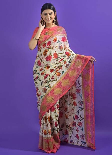 Pink Rihana Ashima New Latest Printed Daily Wear Georgette Saree Collection 6206